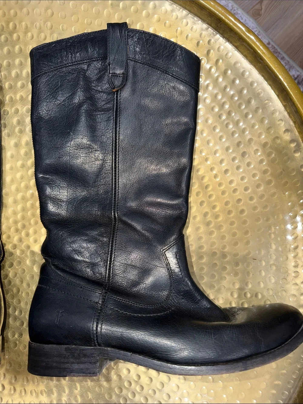 Frye Black Leather Over-The-Knee Riding Boots